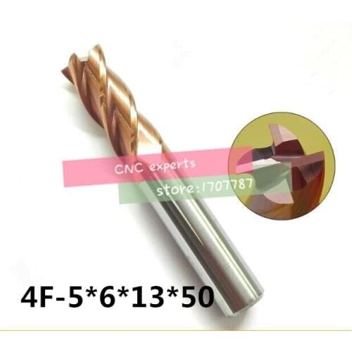 4f-5.0*6*13*50,hrc60,material Carbide Square Flatted End Mill four 4 flute 5mm coating nano use for High-speed milling machine