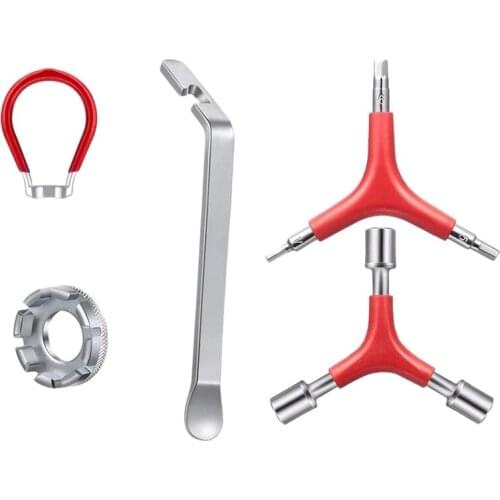 5 Pcs Bicycle Repair Tool Kit Including Y-Shaped Hexagon Wrench Y-Shaped Socket Wrench Bicycle Wrench Rubber Handle