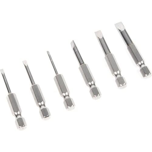 6pcs/set 50mm 2.0-6.0mm S2 Slotted Tip Screwdriver Bit Alloy Steel Flat Head Slotted Screwdrivers Tools Kits
