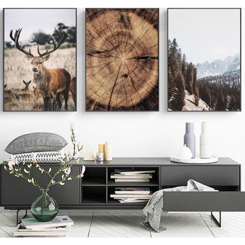 Mountain Landscape Animal Deer 5D 3Pcs Diy Diamond Painting Nature Wood Growth Ring Embroidery Nordic Wall Art StickersZP-3993