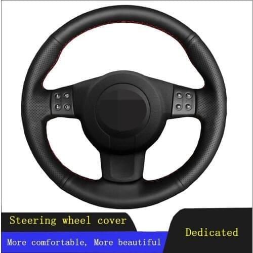 DIY Car Accessories Steering Wheel Cover Black Hand-stitched Breathable Genuine Leather For Seat Ibiza 6L leon 2007 2008