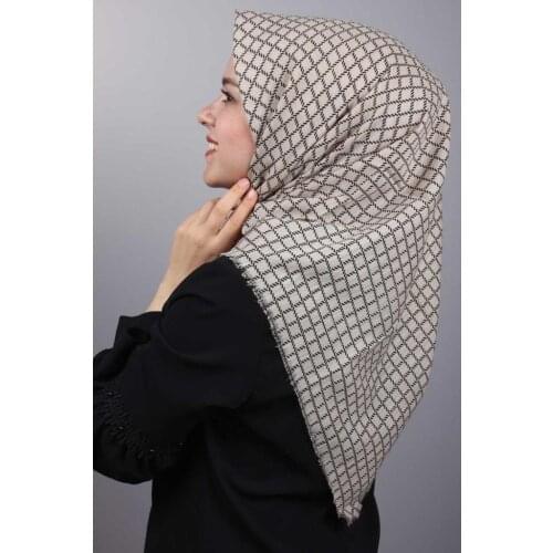 BAYSEM PATTERNED LINEN FLAMLI SCARF-DESEN-07-RENK-06