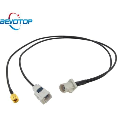 White Fakra B Male to 1X SMA Male + 1xFakra B Female Y Type Splitter Navigation GPS Antenna Extension Cables