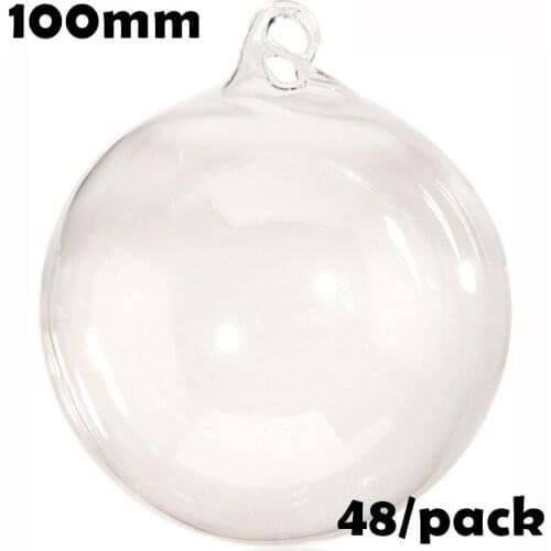 Free Shipping DIY Paintable Christmas Decoration Ornament 100mm Hooked Glass Sphere Ball, 48/Pack