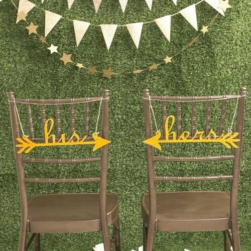 Glitter Gold Acrylic His and Hers Chair Sign Wedding Sign Wedding Decorations with free shipping 2pcs/lot