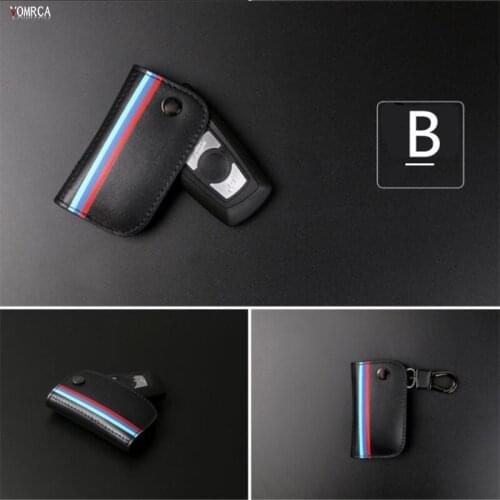 Genuine Leather Keychain Key Chain Cover For BMW e70 e71 e90 f10 f34 f30 x1 x3 x4 x5 x6 1 2 3 4 5 6 7 Smart 3 button Key Shell