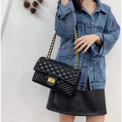 Black Quilted Shoulder Bag Women Crossbody Messenger Bags Female Classical Designer Hand Tote Ladies Handbag and Purse Wholesale