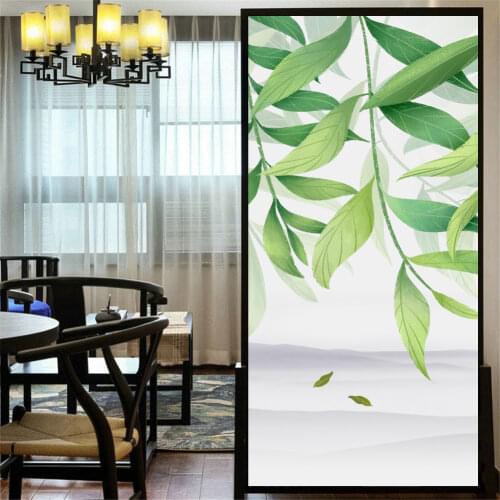 Privacy Windows Film Decorative Forest Stained Glass Window Stickers No Glue Static Cling Frosted Window Cling Window Tint