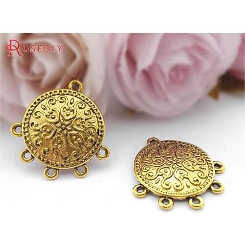 F656)20 pieces 25x26mm Antique Gold Zinc Alloy Earrings Connector Charms Diy Jewelry Findings Accessories Wholesale