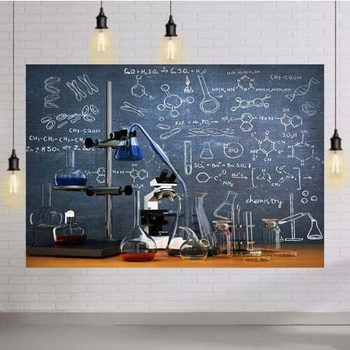 Chemistry Course Background Handwritten Science Drawing Chalkboard Blackboard Backdrops Easy To Use and Hang Photo Background