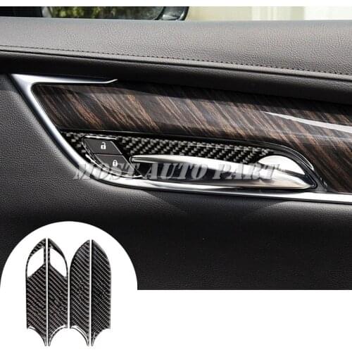 Carbon Fiber Car Door Handle Frame Trim Cover 4pcs For Cadillac XT5 2016-2019 Car Decoration Car Accesories Interior