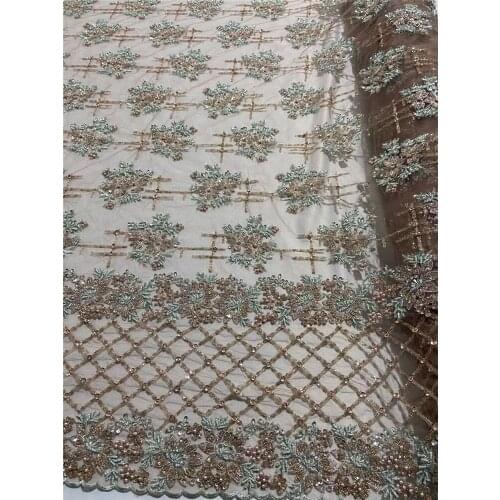 Exquisite diamond-shaped flowers, handmade beads and sequins embroidery, French tulle lace, suitable for ladies dresses