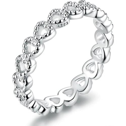 Romantic Silver Color Heart to Heart Ring AAA Zirconia Cheap Rings for Women Wedding Jewelry Dropship