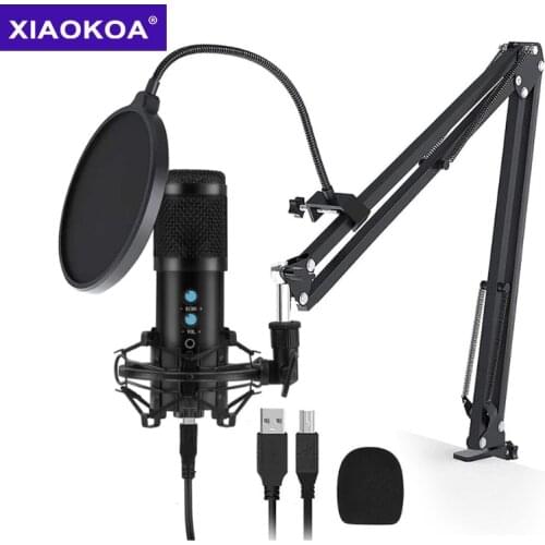 XIAOKOA Condenser Microphone Professional Recording Microphone BM858 USB Computer Microphone Karaoke Microphone for Computer PC