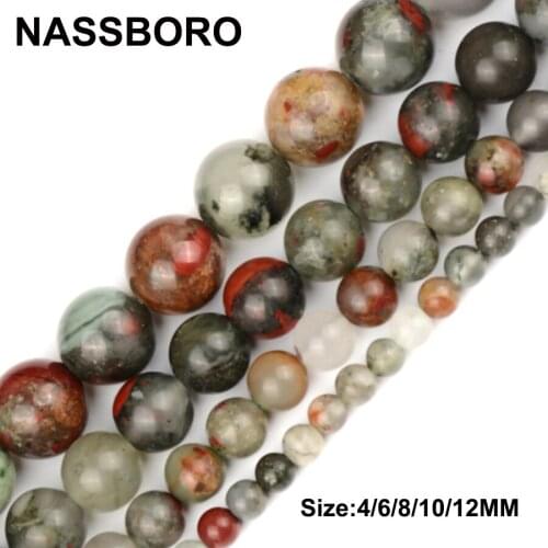 Natural Stone Round Bloodstone Loose Stone Beads For Jewelry Making Bracelet Necklace 15'' DIY Gift 4-12mm 15inches Wholesale
