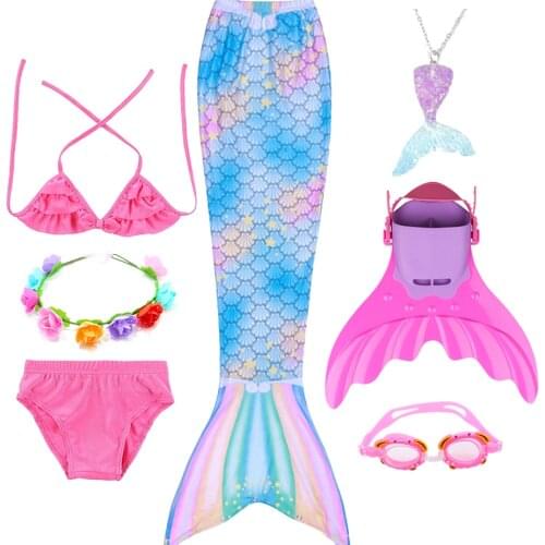 Mermaid Swimsuit for Girls 2021 Summer Kids Mermaid Bikini and Mermaid Tail Kids Baby Girl Vacation Swimsuit Cosplay Costume