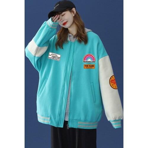 2021 Jacket Female Spring And Autumn New Korean Version Of Loose Patchwork Ins Baseball Uniform Tide Jacket Women Streetwear