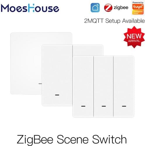 MoesHouse Tuya ZigBee Wireless 9 Scene Switch Push Button Battery Powered Transmitter Smart Life App Automation 1/2/3 Gang
