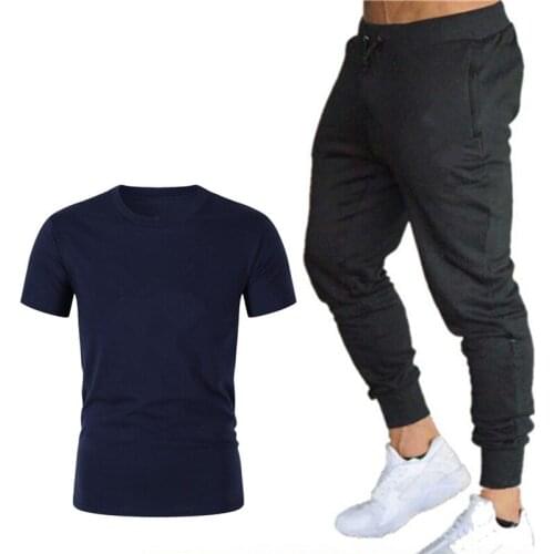 2021 Mens Sets T Shirts+pants Two Pieces Sets Casual Tracksuit Men/Women suit print Tops+Pants Gyms Fitness trousers