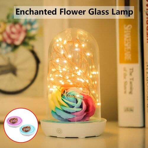 Smuxi Night Light Flower Bottle C reative Romantic Rose Bulb Enchanted LED Flower Lamp Great Holiday Gift For Girl USB Charging
