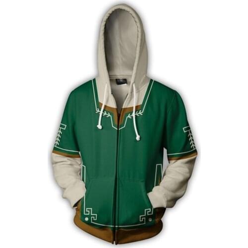2018 new HD 3D digital print Zelda legend zipper Hoodie fashion Youth Track and field casual Hoodie Haikyuu