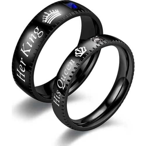 His Queen Her King Couple Ring Wedding Rings Engagement Rings for Women Stainless Steel Ring