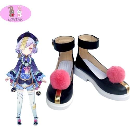 COSTARGame Anime Genshin Impact Qiqi Princess Shoes Women Girls Studen Shoes cosplay boots Flat shoes Thick sole