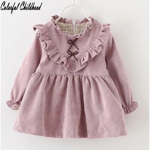 Little girls dress autumn winter baby girls long sleeve Corduroy tutu dress toddler kids vestidos 1-4Yrs
