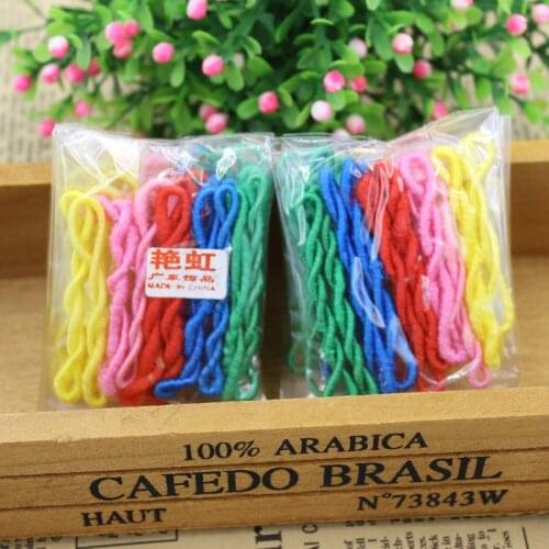 KAKU0024) 50pcs/lot Colorful Child Kids Hair Holders Cute Rainbow Rubber Bands Hair Elastics Accessories Tie Gum (Mix Color)