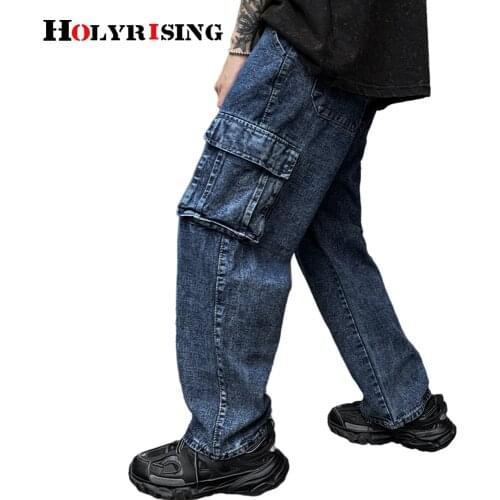 Retro washed multi-pocket overalls Trousers Multi Pocket Cargo Jeans Men New Fashion Denim Pants M-5XL