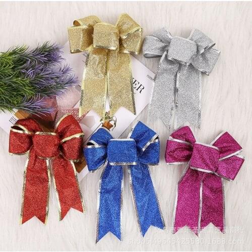 Christmas Decoartive Bows Xmas Tree Hanging Bowknot Pendant Drop Ornaments Wedding Party Holiday DIY Decorations 2020 New Year