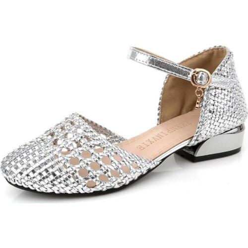 Sandals Female Summer 2021 New Soft Bottom All-Match Hollow Shoes Large Size 4143 Word Buckle Flat Woven Womens Sandals