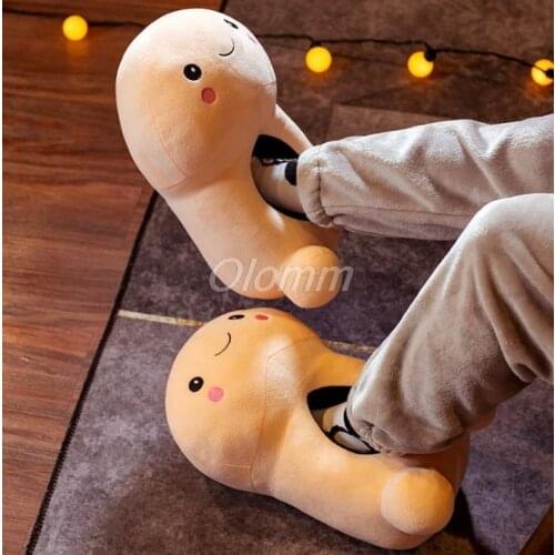 Unisex One Size Winter Men Penis Slippers Women Funny Breasts Home Slides Ladies House Warm Floor Sandals Unicorn Shoe Flip Flop