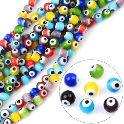 Mixed Random Colors Evil Eye Mushroom Smiley Lampwork Glass Beads Fit Beading Jewelry DIY Kralen Accesorios