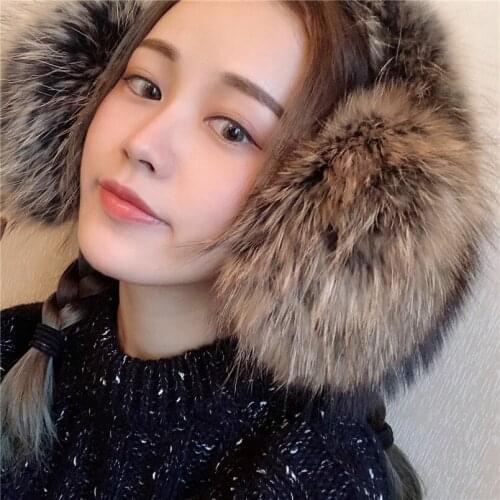 Women Girl Ear Warmers Real Raccoon Fur Earmuffs Earlap Headband 100% Natural Fur Ear Muffs Winter Warm Fashion E9