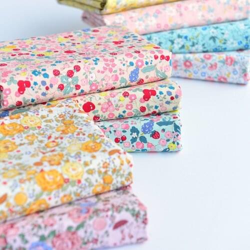 145x50cm Pastoral Floral Cotton Poplin Sewing Fabric DIY Childrens Wear Cloth Make Bedding Quilt Decoration Home 160-180g/m