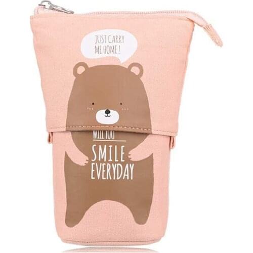 PPYY-Transformer Stand Store Pencil Holder Cartoon Cute Cat Telescopic Pencil Case Organizer Pen Case Box Bear