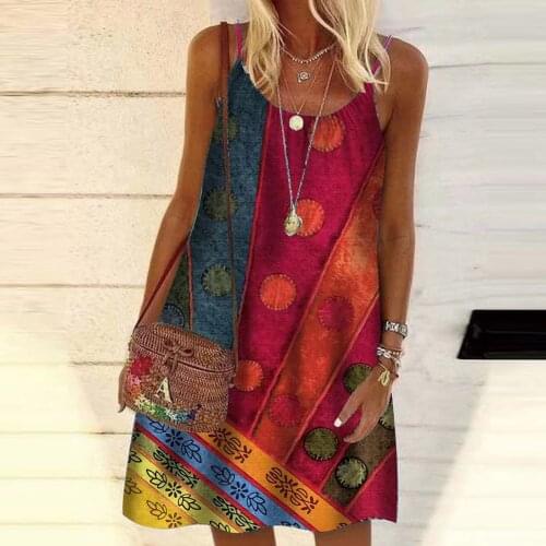 Summer Women Loose Casual Dress Plus Size Sleeveless O Neck Elegant Spaghetti Strap Mini Dresses For Women Clothing Vestido 20