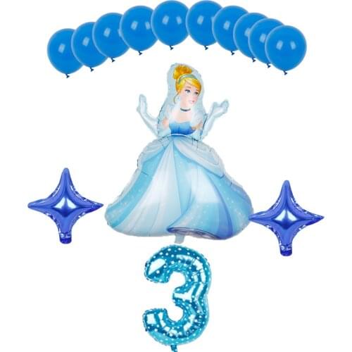 1 Set Cinderella Aluminum Foil Balloon 12 Inch Latex Balloon Girl Birthday Party Decoration Helium Globos Baby Shower Kid Toy