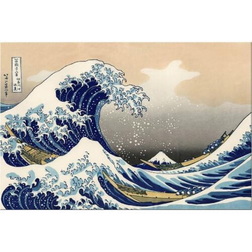 1 Panel Free Shipping The Great Wave off Kanagawa Poster Japanese Home Accessories Decorative Painting Printing Framed