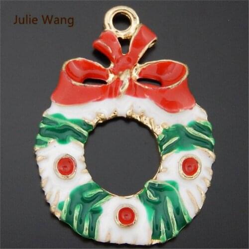 10pcs Cute Alloy Gold Round Hollow Christmas Scarf Pendant Hanging Handmade Crafts Christmas Deco Charms Suspension Accessory