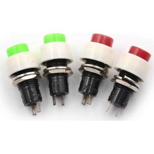 2pcs/lot 2pin Rounded Power Self-locking Panel Amount ON/OFF Push Button Switch 2A 250V AC Rocker Switch 2 Colors