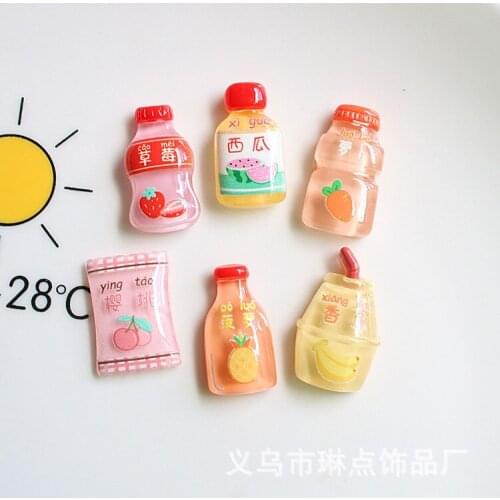 20Pcs Sweet Fruit Drinks Bottle Yogurt Candy Flatback Resin Cabochon Simulation Fake Food DIY Scrapbooking For Phone Decor