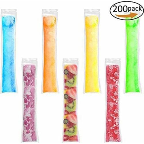 200PCS Ice Popsicle Molds Bags Disposable Candy Tube Zip-Lock Pouch Freeze Pops