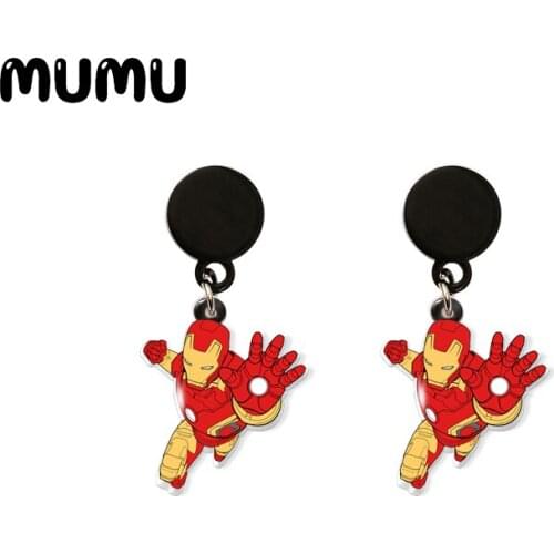 2021 New Avengers Drop Earring Captain America Iron Man Earrings Resin Epoxy Handmade Jewelrys