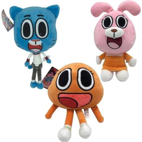 3pcs Cute Cat Bunny Stuffed Toy Birthday Present Gifts For Children KidsCartoon Amazing World Gumball Darwin Anais Plush Doll