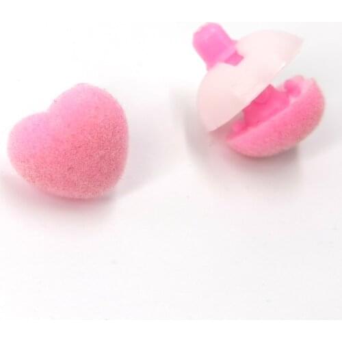 30pcs 15mm Heart Pink Flocking Nose/Velvet Safety Nose