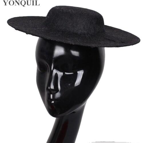 30CM Round Imitation Sinamay Black Base Lace Fascinator Hat Party Hat Bridal Headwear Decorative Women Party Craft Handmade Hats