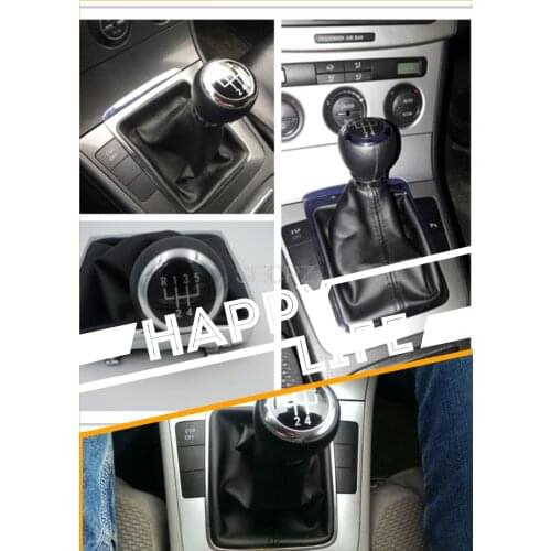 5 Speed Black PU Leather Gear Shift Stick Knob for Passat B6 inner diameter hole size 13mm