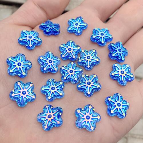 50pcs AB Resin Out 14mm Flower Flatback Rhinestone Wedding DIY Resin Ornaments -A667